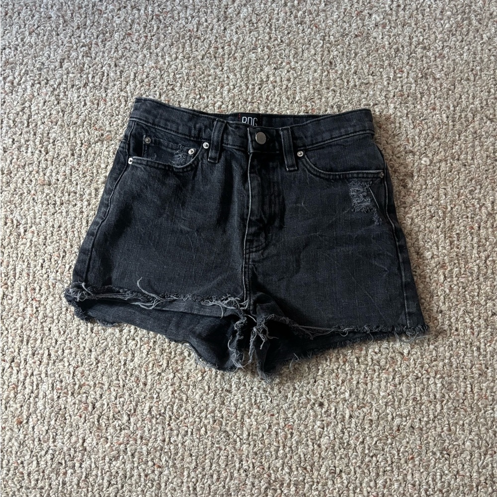 BDG Black Frayed Denim Shorts